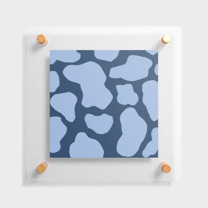 Light Blue on Dark Blue Y2K Cow Spots Floating Acrylic Print