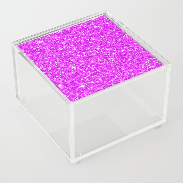 Abstract Modern Neon Pink Fuchsia Glitter  Acrylic Box