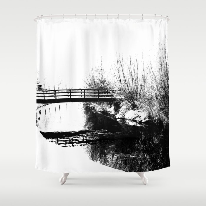 Bridge And Stream Winter Scene Shower Curtain By Alanharman Society6