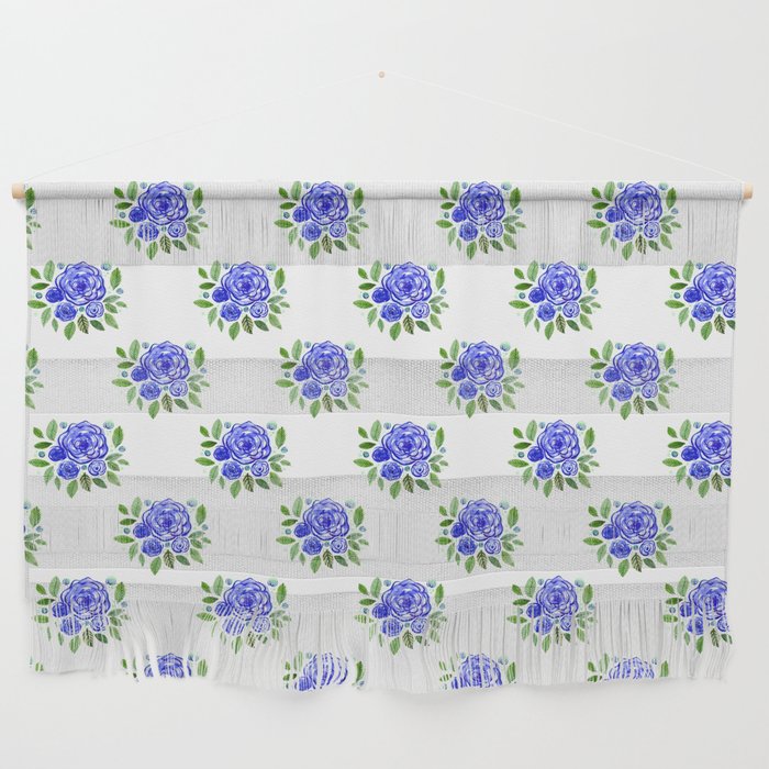 Spring roses bouquet - blue Wall Hanging