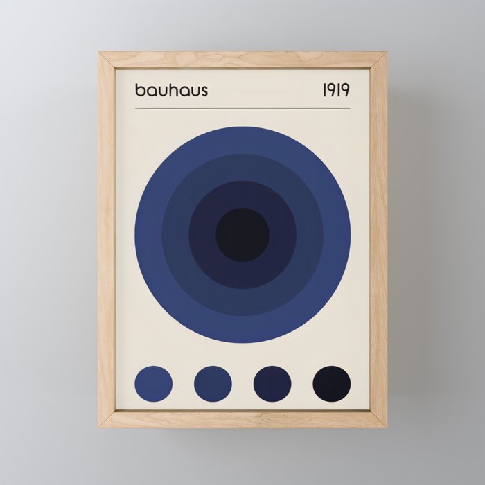 Bauhaus Blue Vintage Poster Framed Mini Art Print