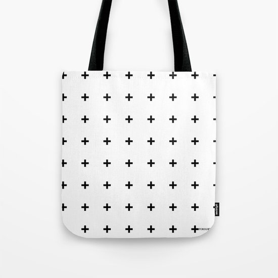 Black Plus on White /// www.pencilmeinstationery.com Tote Bag