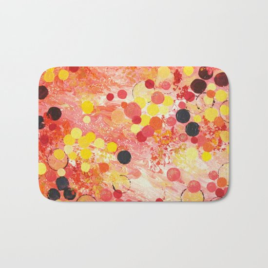 PERSONAL BUBBLE - Hot Pink Bubblegum Pop Fun Whimsical Circles Abstract Acrylic Painting Gift Bath Mat
