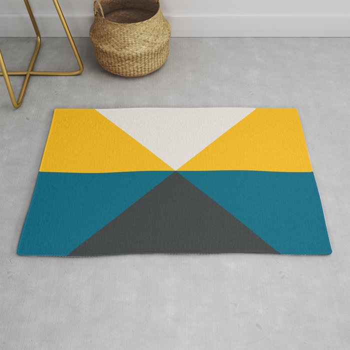 Teal Yellow Rug By Caitlin Workman, Teal Yellow Gray Rug