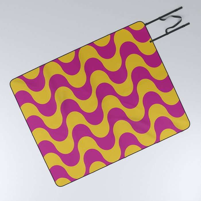 Retro Psychedelic Stripe Pattern 744 Picnic Blanket