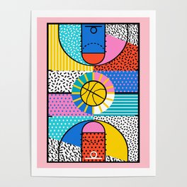 Coast to Coast - memphis art print, basketball art print, wacka designs, 80s, sports art print, Poster