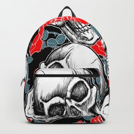 Pattern skull with rose vector image Backpack | Rose, Vectorimage, Digital, Graphicdesign, Apparel Bags, 4Skulls, Office, Pattern, Acrylic, Outdoor Lifestyle 