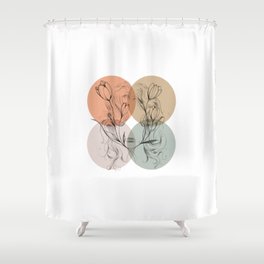 contemporary neutral color flowers with hairs design Shower Curtain