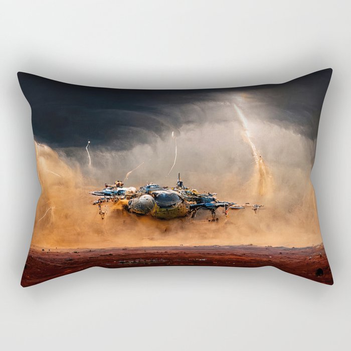 Landing on a new planet Rectangular Pillow