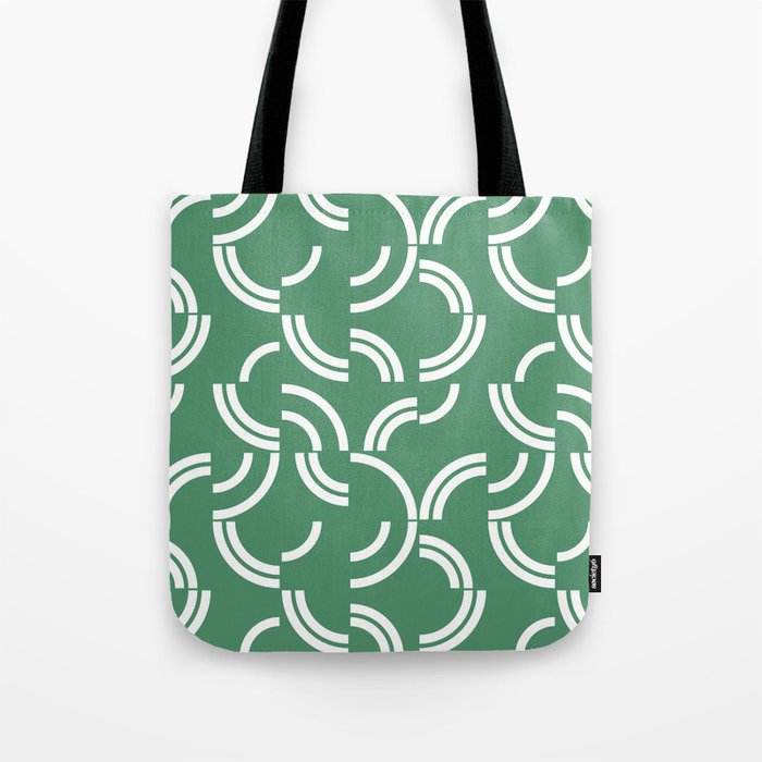 White curves on green background Tote Bag