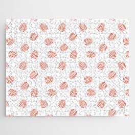 Coral Tropical Leaf Silhouette Seamless Pattern Jigsaw Puzzle