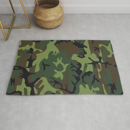 Green Brown Camouflage Pattern Rug