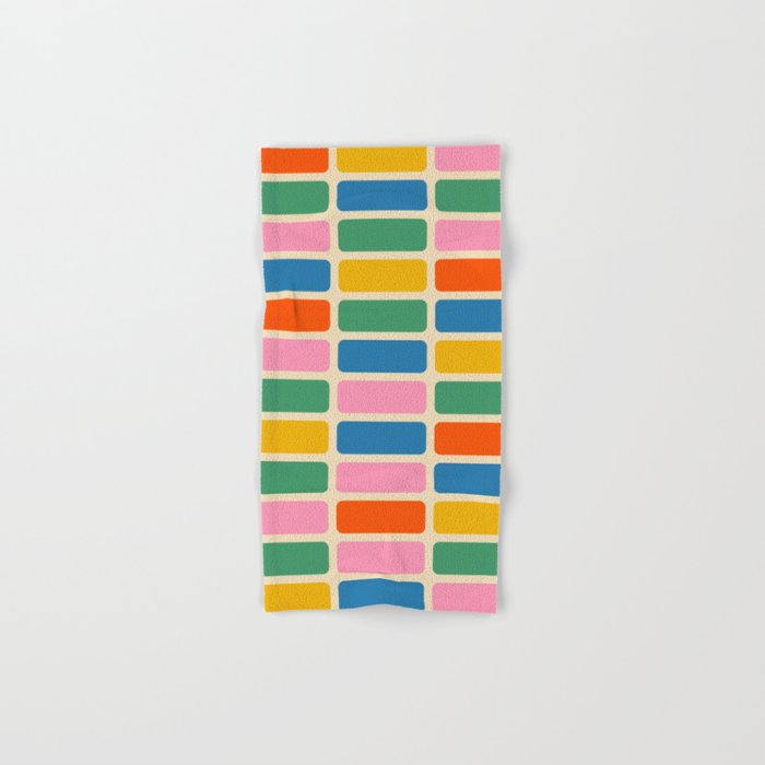 Color Grid Colorful Retro Modern Geometric Pattern in Rainbow Pop Colors Hand & Bath Towel