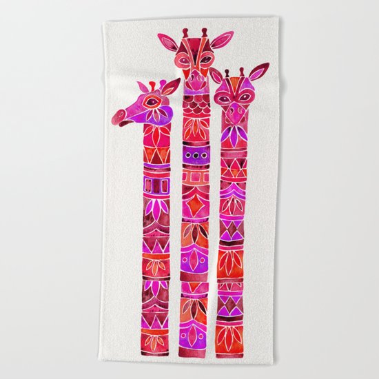 Giraffes – Magenta Ombré Beach Towel