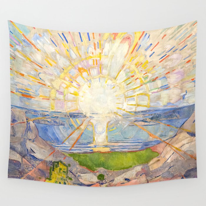 Edvard Munch the sun enhanced with artificial intelligence Wall Tapestry