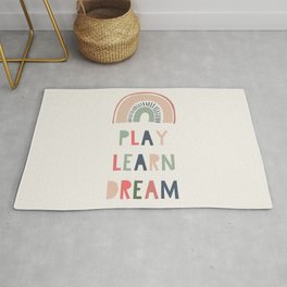 Play, Learn, Dream, Modern Abstract Print, Boho Decor, Nursery Decor Rug