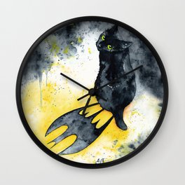 Bat Cat Wall Clock | Painting, Animal, Pop Surrealism, Illustration 
