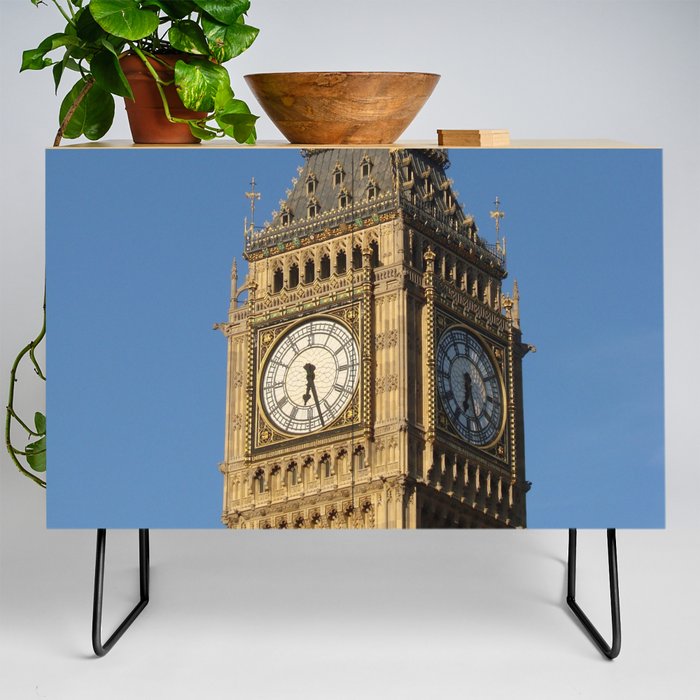 Great Britain Photography - Big Ben Under The Blue Clear Sky Credenza