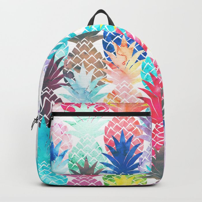 Hawaiian Pineapple Pattern Tropical Watercolor Backpack