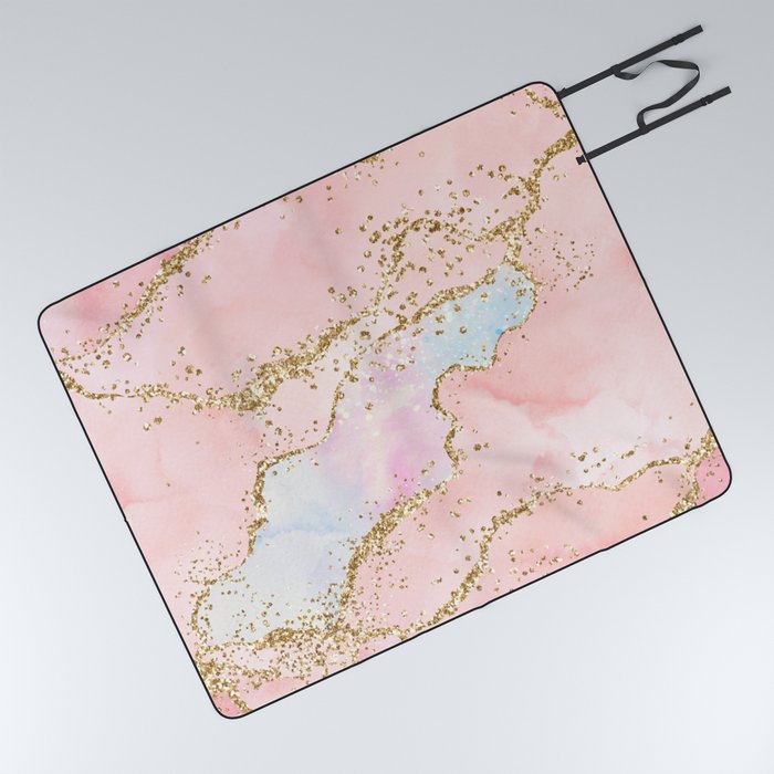 Rainbow Glitter Agate Texture 03 Picnic Blanket