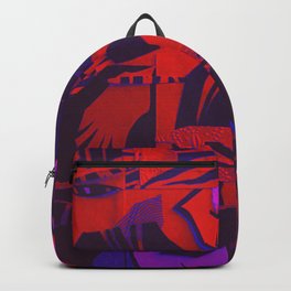 Violet Poppy Abstract- Mixed Media Decoupage Backpack