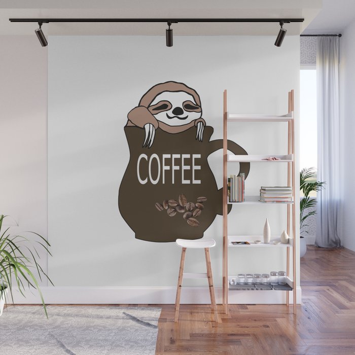 Coffee Sloth Wall Mural