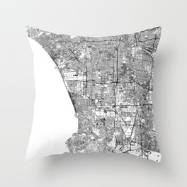 Los Angeles White Map Throw Pillow