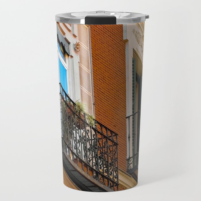 Spain Photography - Apartments With Small Balconies In Madrid Travel Mug
