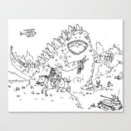 "Big Snake Vs. Big Lizard" lineart (Farts 'N' Crafts episode 3) Canvas Print