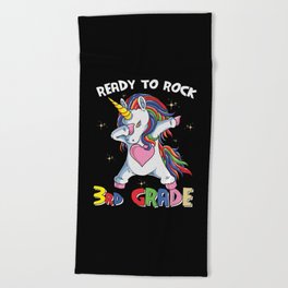 Ready To Rock 3rd Grade Dabbing Unicorn Beach Towel