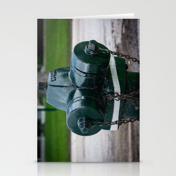 Tilting Green Waterous Pacer Fire Hydrant Crooked Fire Plug Stationery Cards