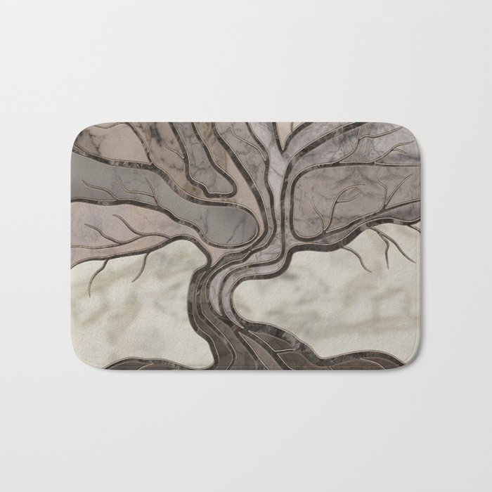 Taupe Marble Tree of life Bath Mat