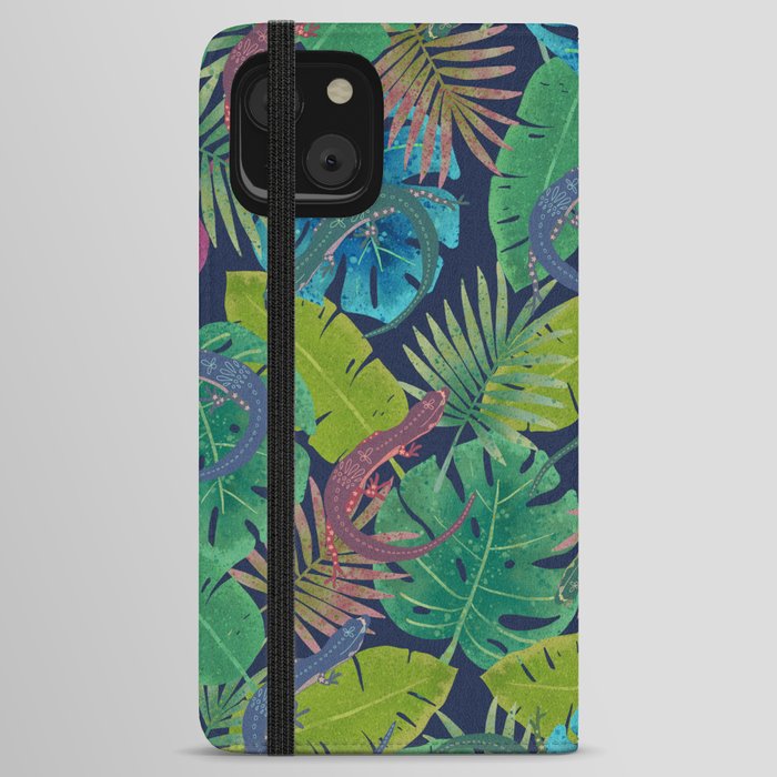 Joyful Jungle Lizard Pattern 1.0 iPhone Wallet Case