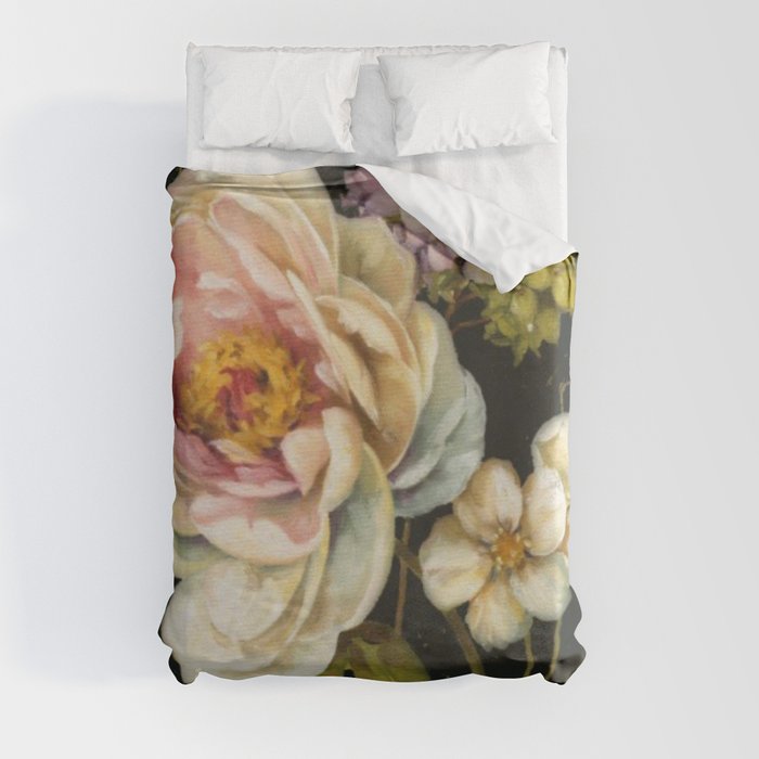 French card shabby chic peony and hydrangea Duvet Cover