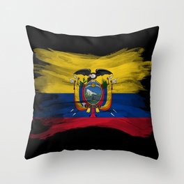 Ecuador flag brush stroke, national flag Throw Pillow