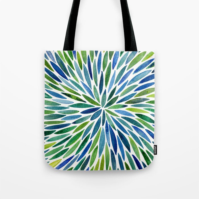 Watercolor Burst – Blue & Green Tote Bag