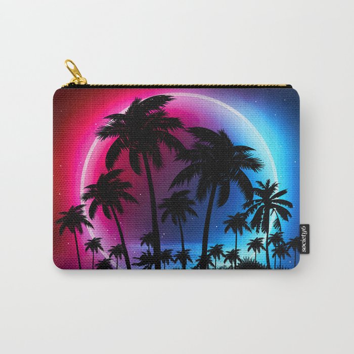 Neon landscape: Neon circle on a tropical beach Carry-All Pouch