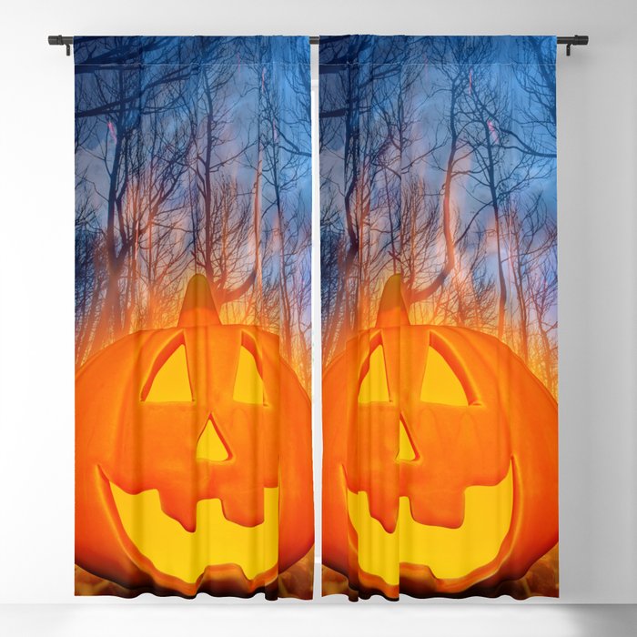 Burning Halloween Pumpkin Blackout Curtain