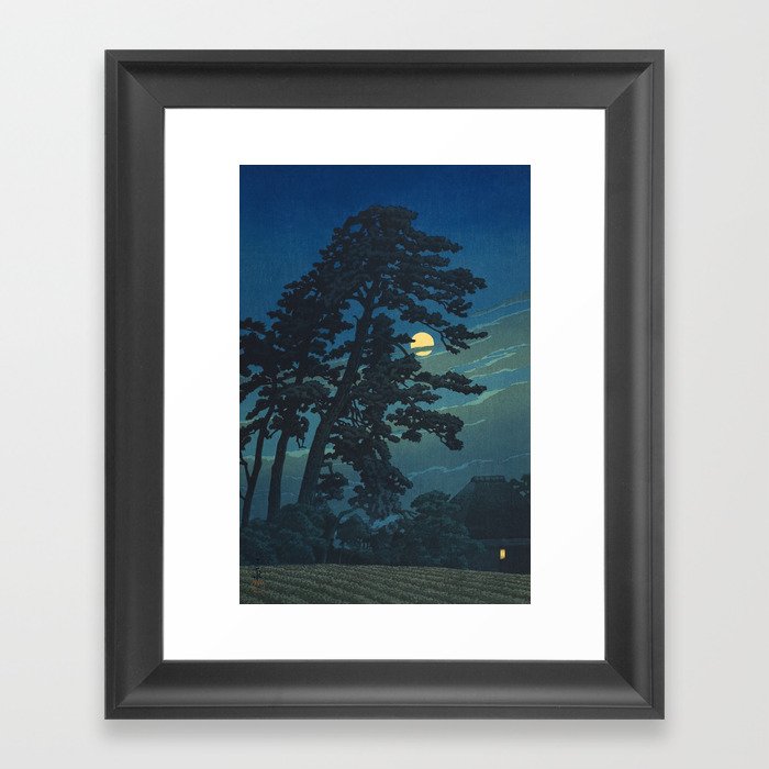 Hasui Kawase, Full Moon Over Magome - Vintage Japanese Woodblock Print Art Framed Art Print