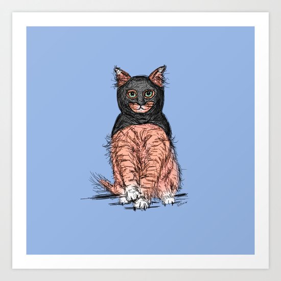 Periwinkle Pink Bat Cat Art Print