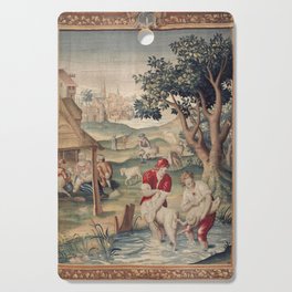 Antique 17th Century Sheep Farming Pastoral Tapestry Cutting Board
