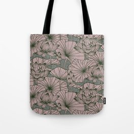 Pastel Pink Lotus Flower Pattern Tote Bag