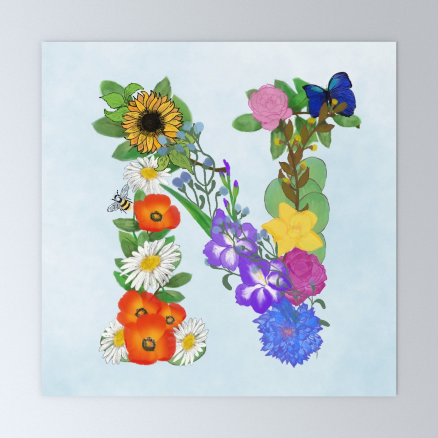 Letter N Is For Never Enough Flowers Mini Art Print By Frommytwohandsstudio Society6 Letter N Is For Never Enough Flowers Mini Art Print By Frommytwohandsstudio Society6