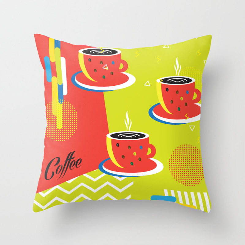 Abstract Coffee Cups Memphis Style Pattern Split Complementary