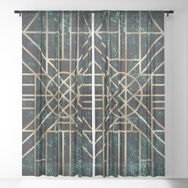 Art Deco design - velvet geo X Sheer Curtain