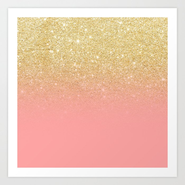 Modern gold ombre pink color block Art Print by Girly Trend by Audrey ...