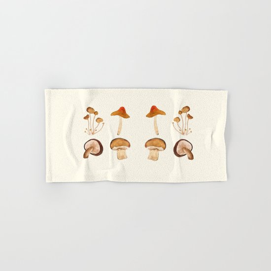 mushroom watercolor painting Hand & Bath Towel