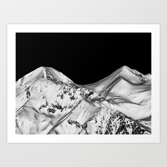 Two Peaks Black And White Abstract Landscape Art Print By Atphoto
