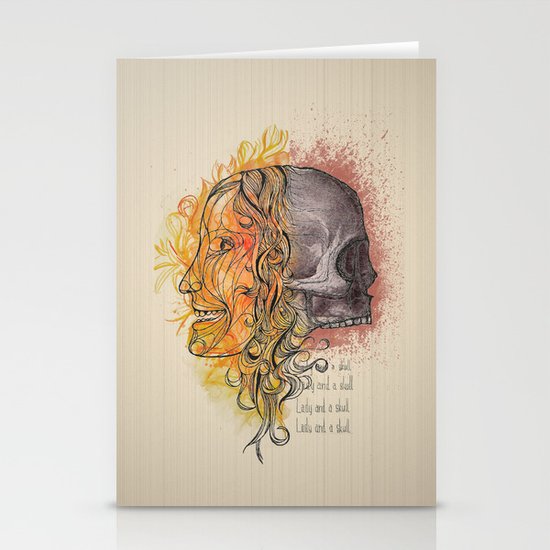 Lady and a skull Stationery Cards