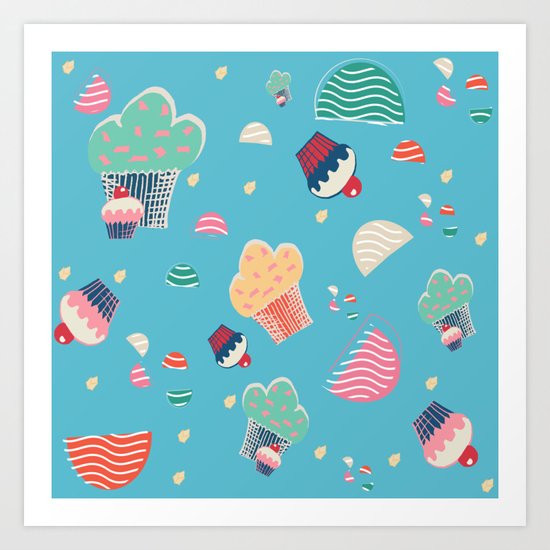 Cupcake blue Art Print